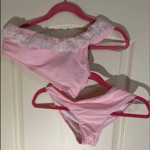 SHEIN PINK RUFFLE BIKINI SET